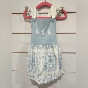 Busy Bees Smocks “Little Bunny “ French Knot Sunsuit, Easter Outfit
